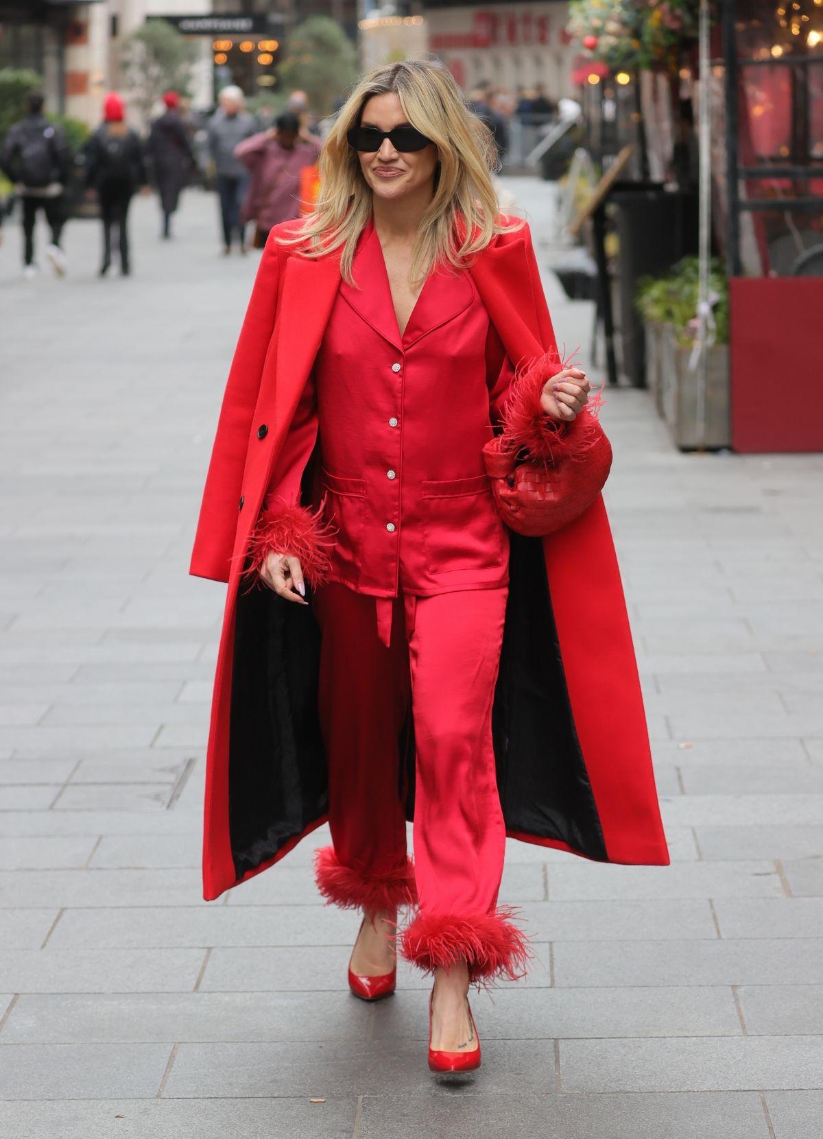 Ashley Roberts in Red Dress at Heart Radio London