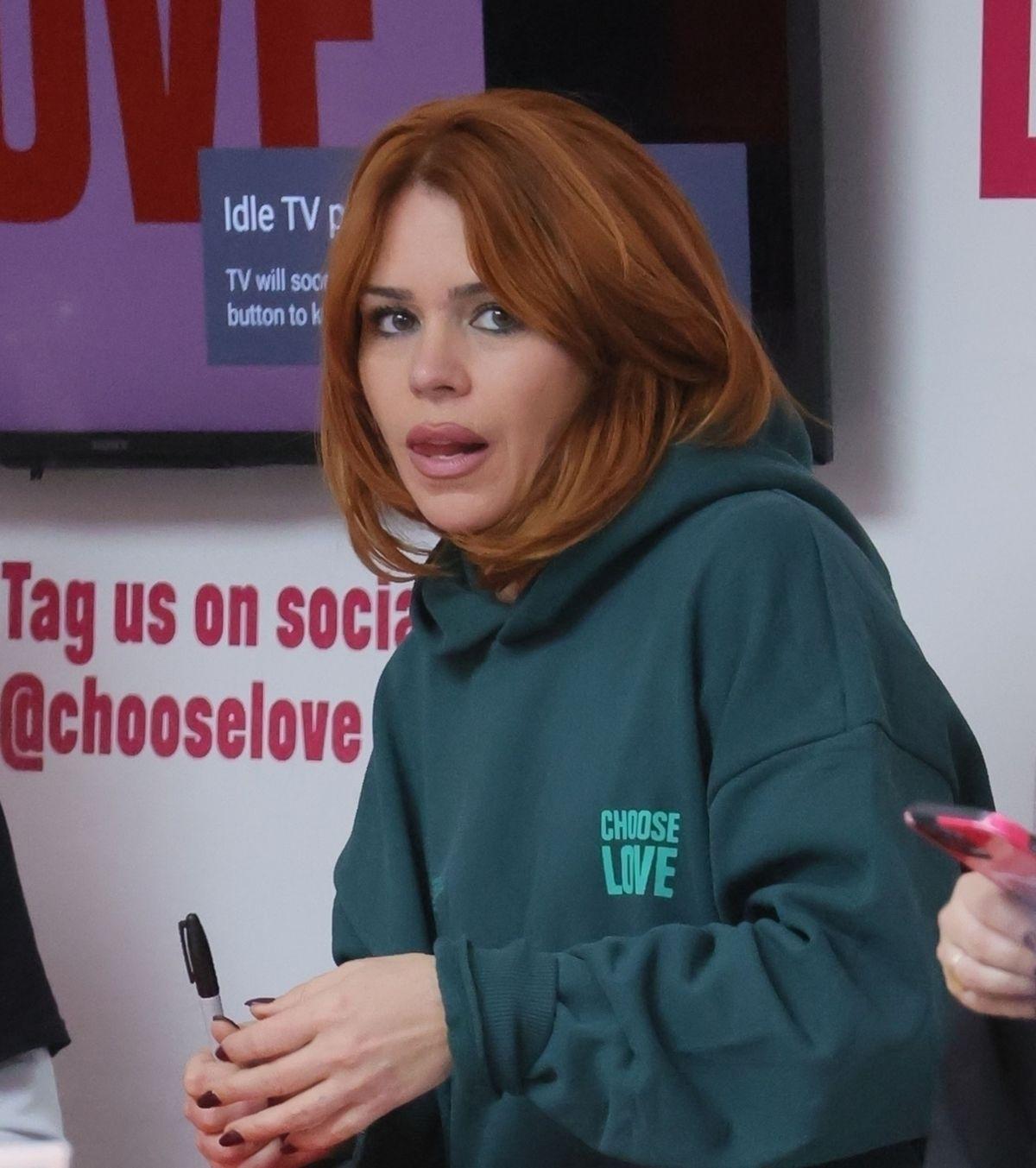 Billie Piper in Green Hoodie Style at Choose Love Pop-Up Shop in London