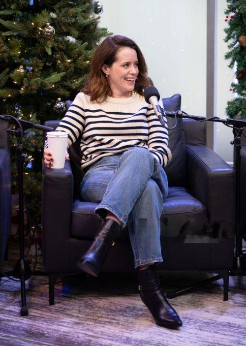 Claire Foy Rocks Stylish Denim Look at SiriusXM Studios NYC 1