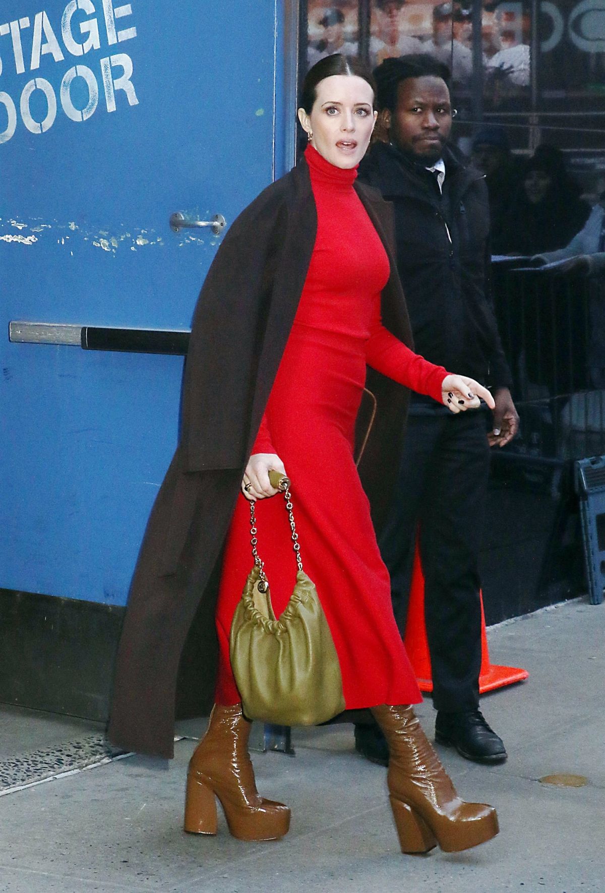 Claire Foy Stuns in Red Dress at Good Morning America NYC 2