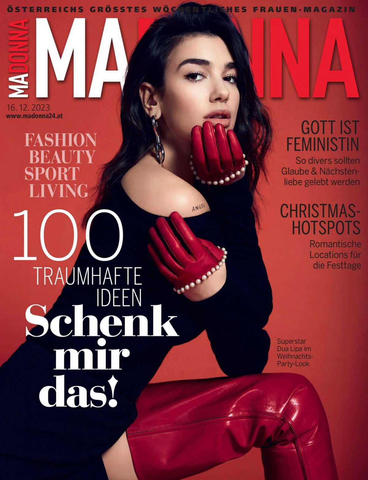 Dua Lipa on Madonna Magazine December 2023 Cover