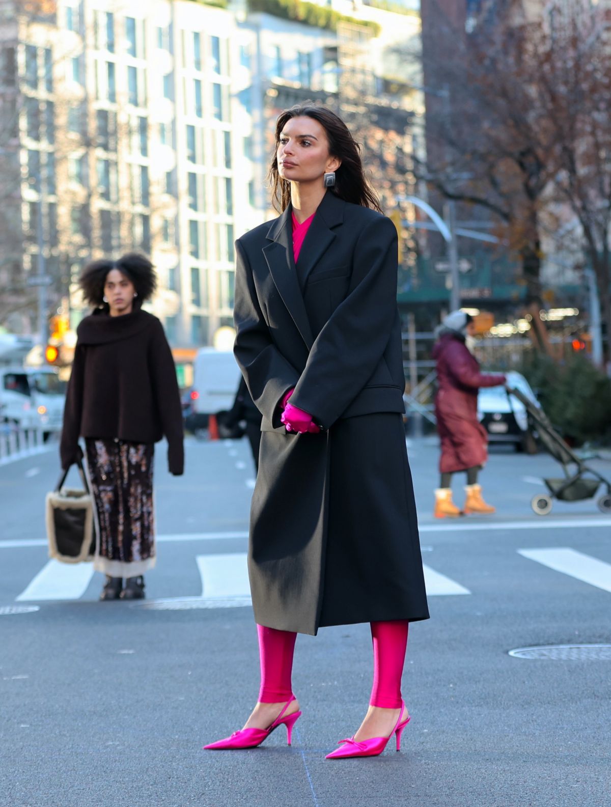 Emily Ratajkowski in Pink for Maybelline Ad in Manhattan 3