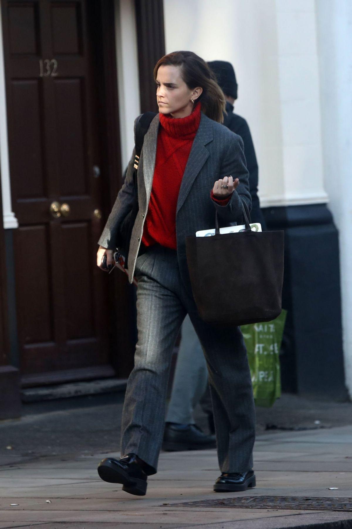 Emma Watson in Suit Pants London Street Style