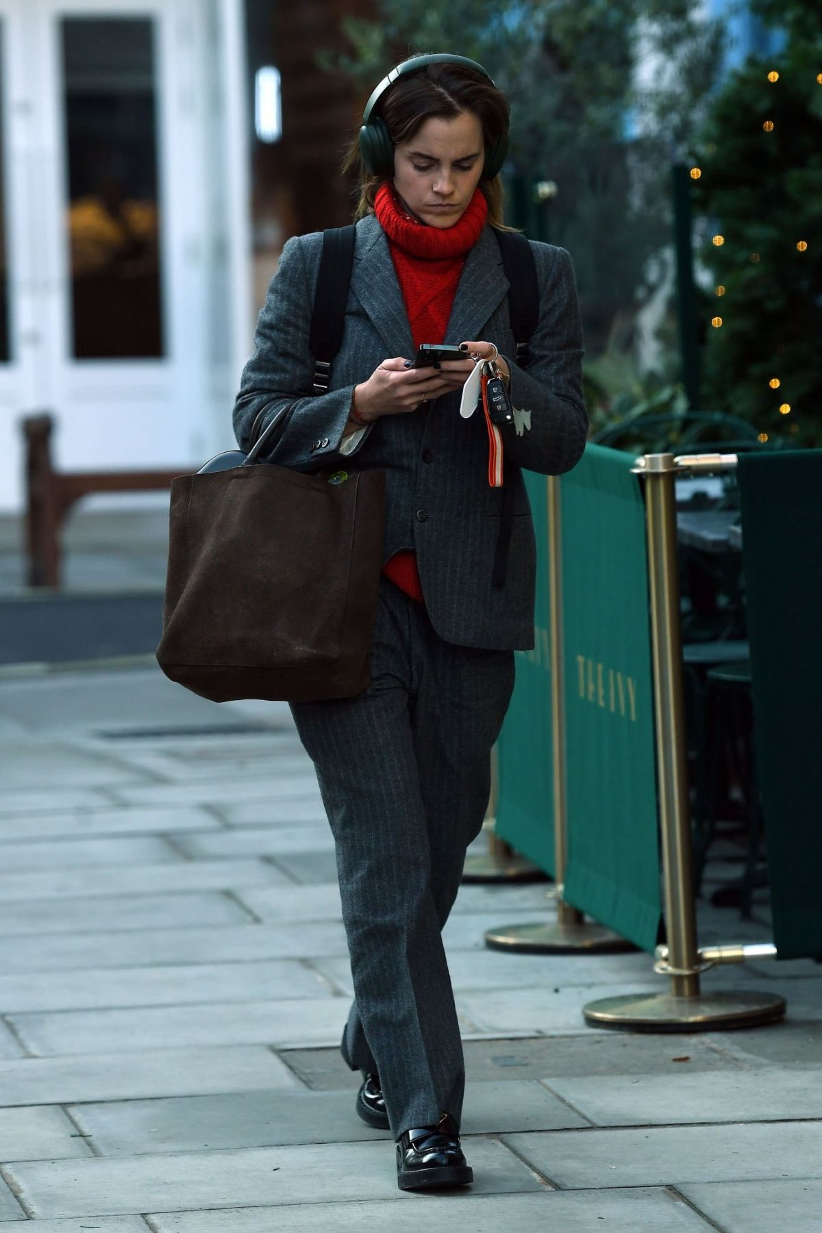 Emma Watson in Suit Pants London Street Style 2