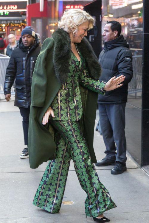 Hannah Waddingham in Green Floral Suit at Good Morning America in NYC 3