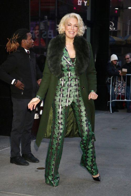 Hannah Waddingham in Green Floral Suit at Good Morning America in NYC 4