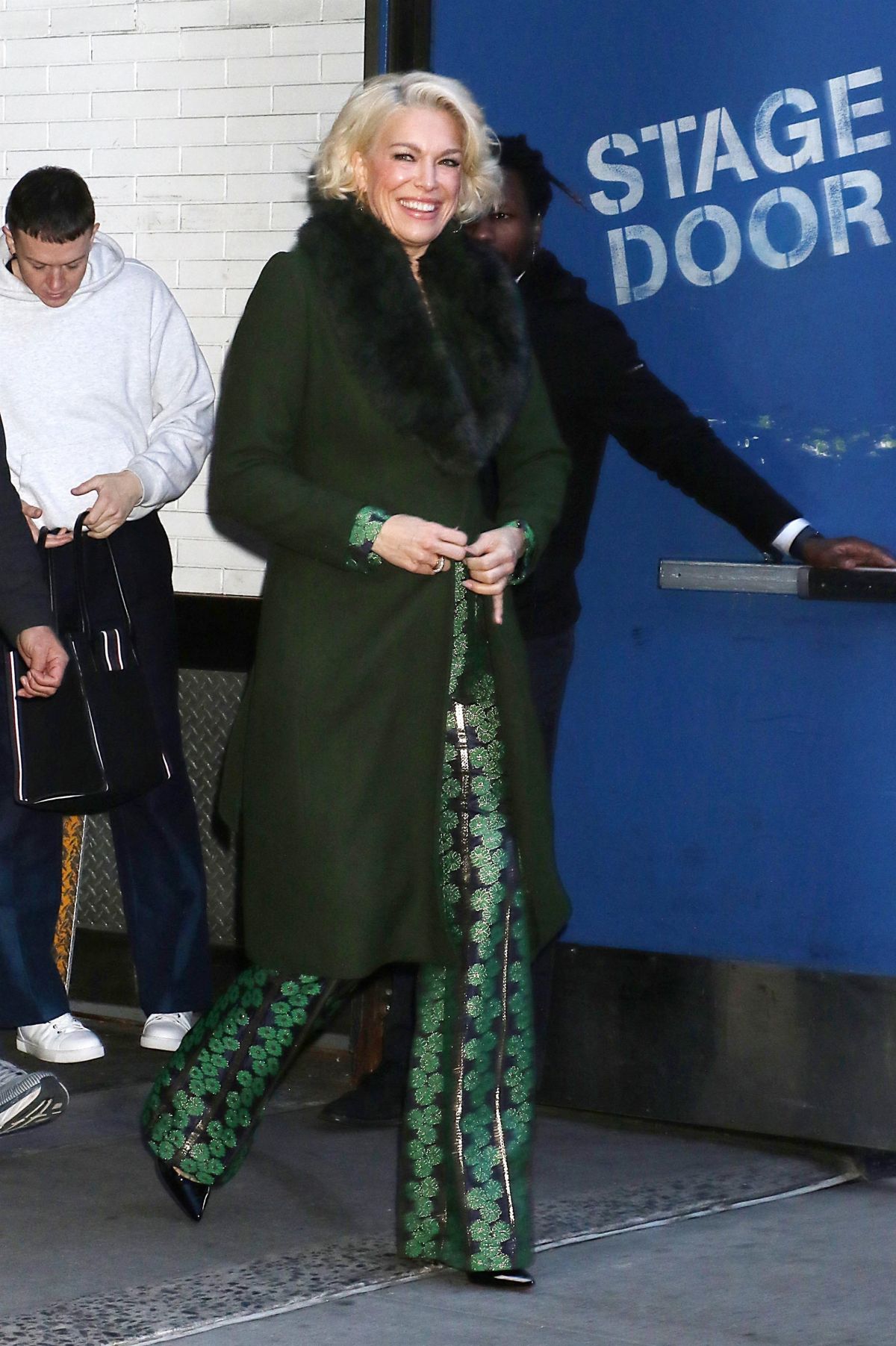 Hannah Waddingham in Green Floral Suit at Good Morning America in NYC 5