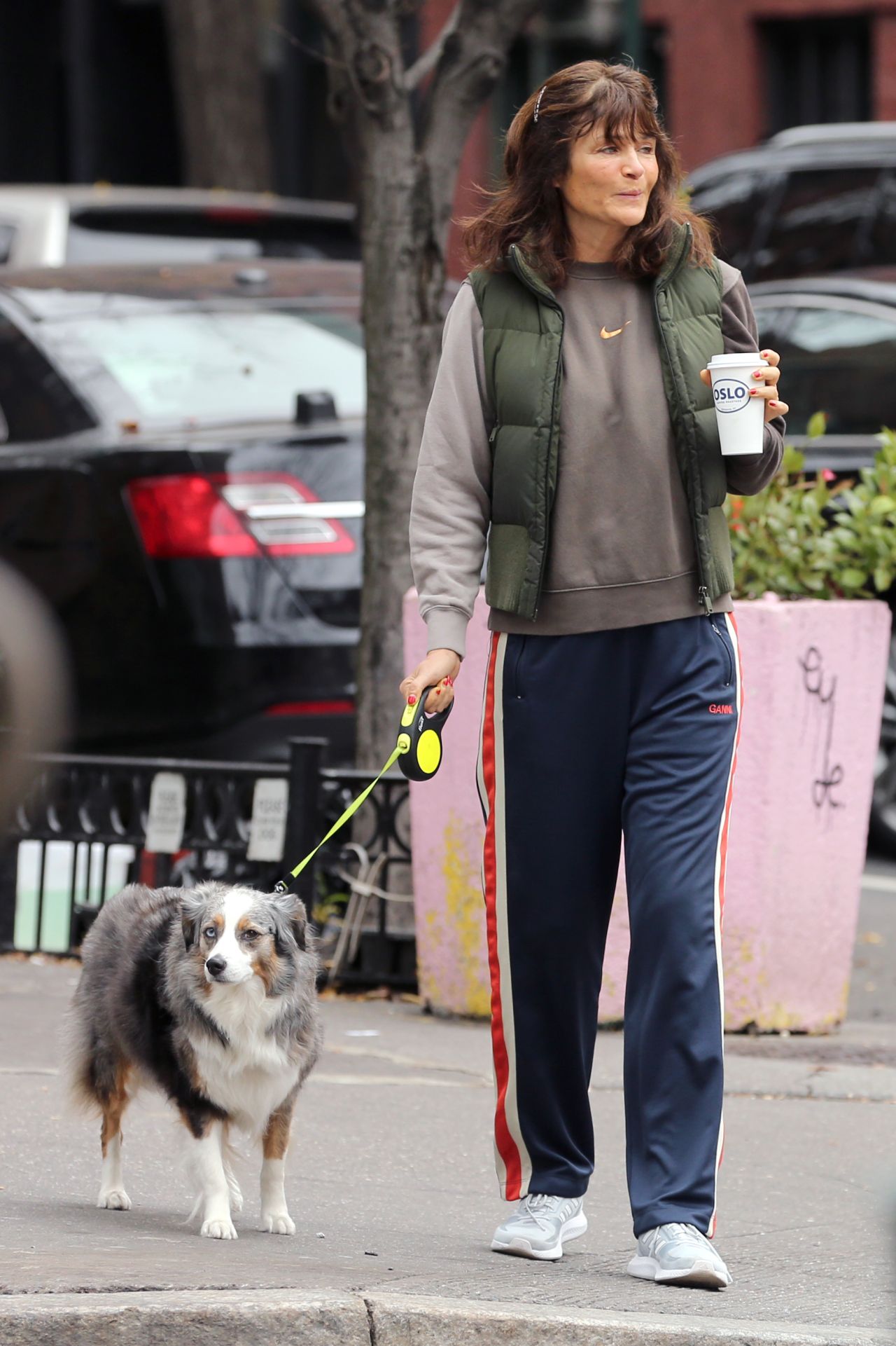 Helena Christensen spotted with her dogs in NYC