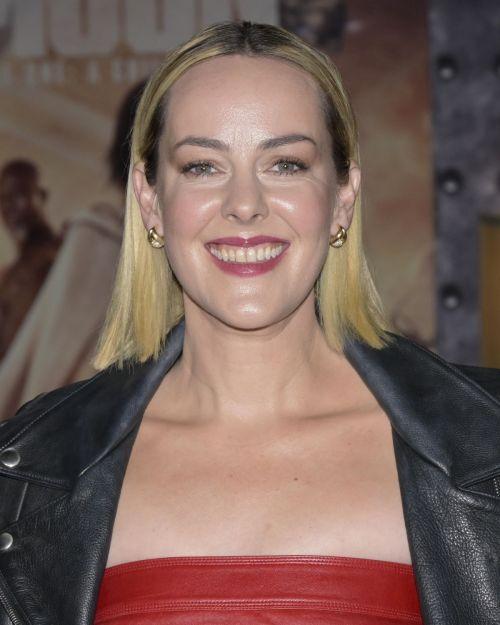 Jena Malone in Red Dress and Black Jacket at Rebel Moon Premiere 2