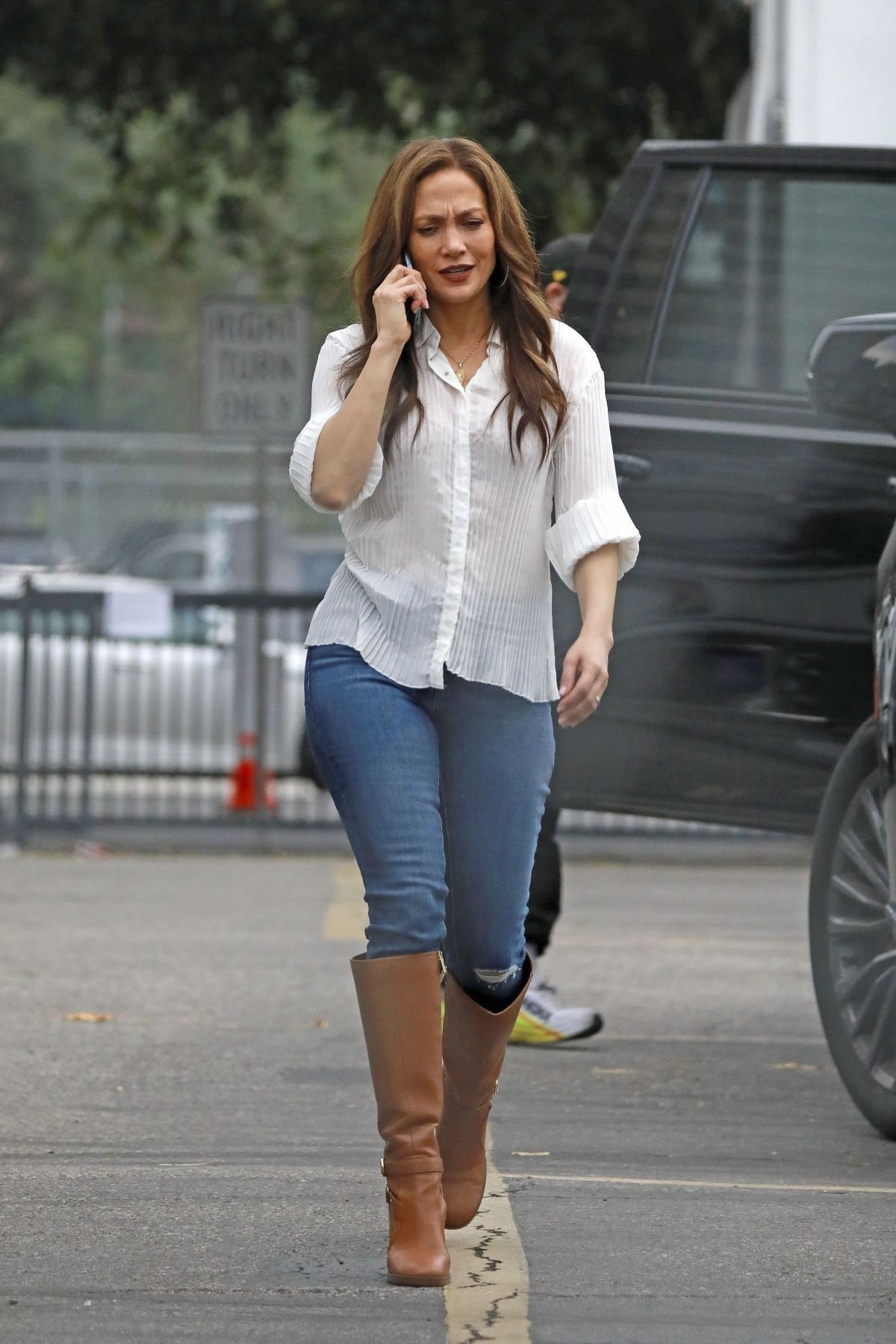 Jennifer Lopez in White Shirt & Denim in LA Outing 1
