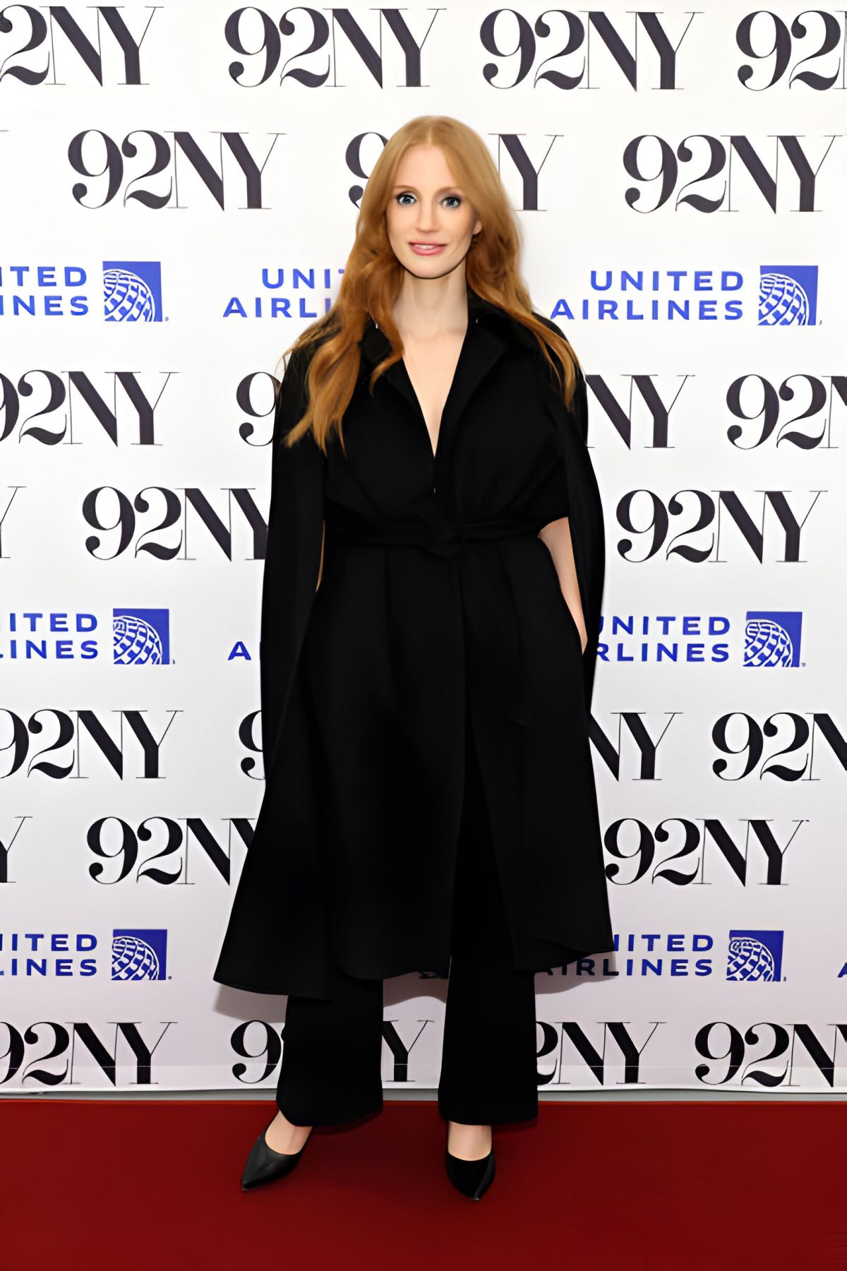 Jessica Chastain in black outfit at 92NY Memory Talk in New York
