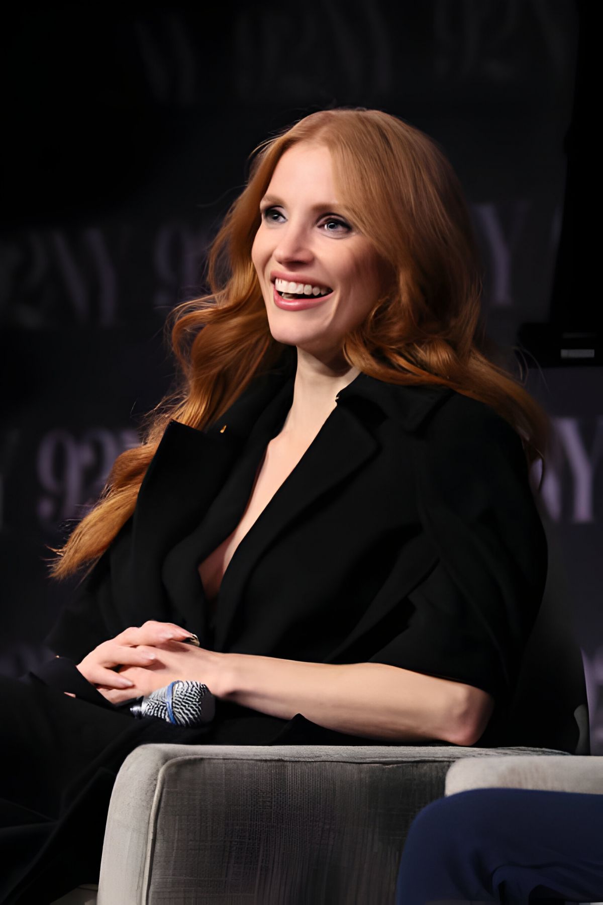 Jessica Chastain in black outfit at 92NY Memory Talk in New York 1