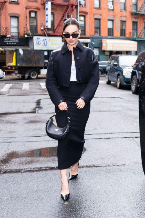 Lily James spotted on Press Day Out in New York