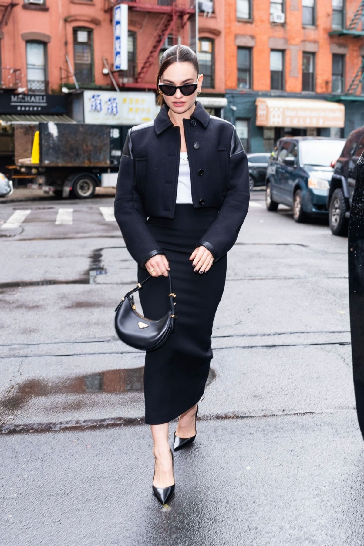 Lily James spotted on Press Day Out in New York 1
