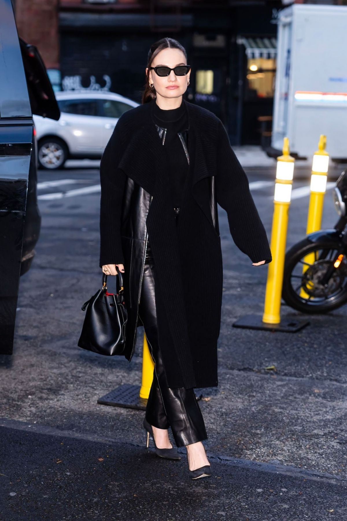 Lily James spotted on Press Day Out in New York