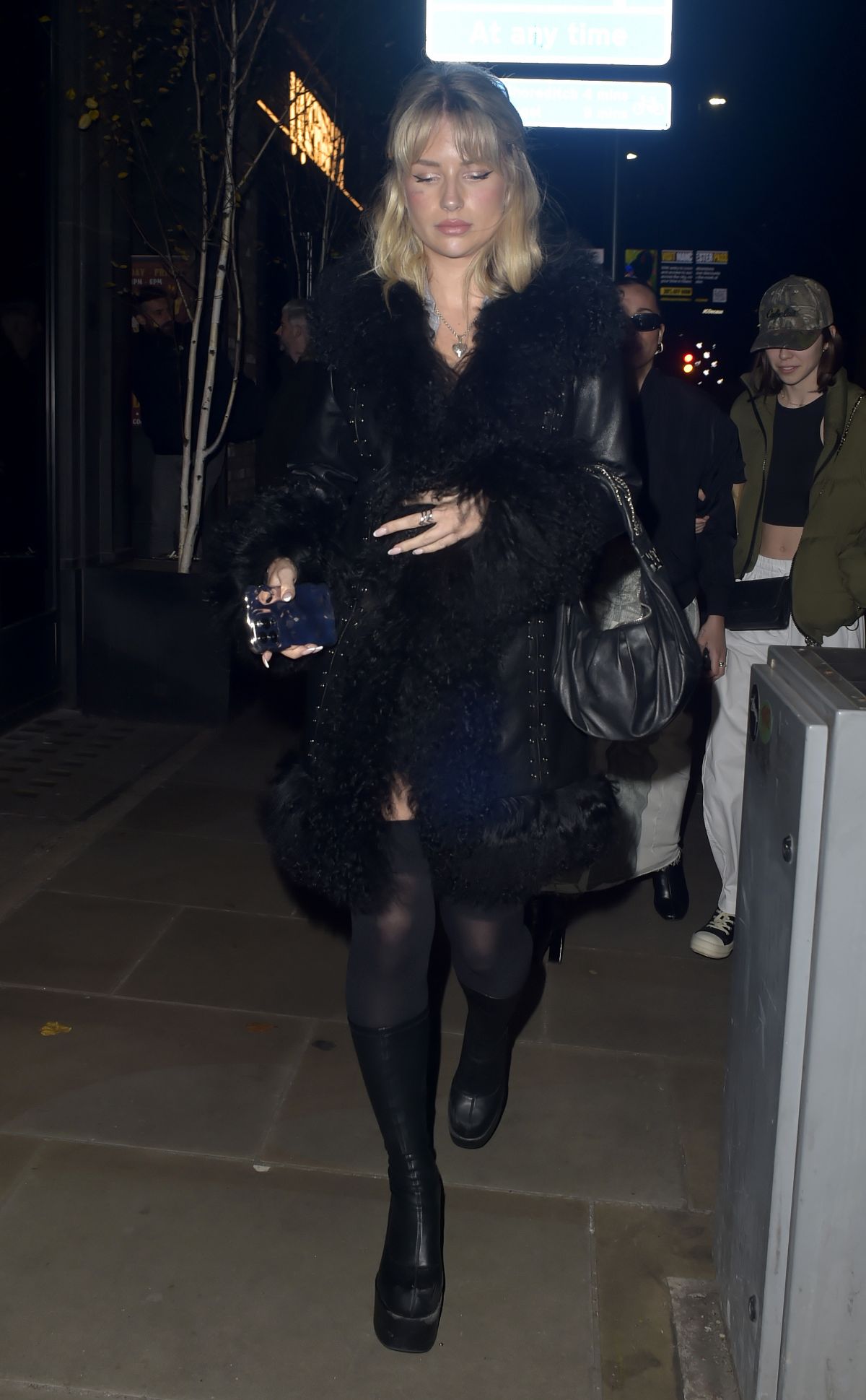 Lottie Moss in Black Dress for Paris Night Out