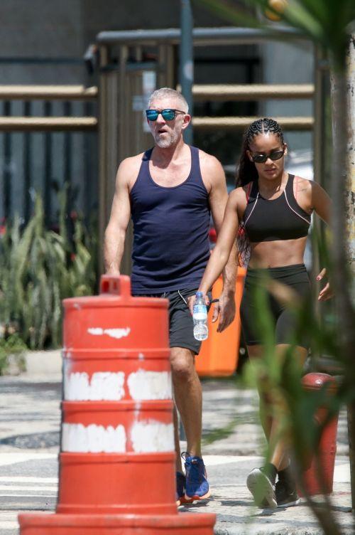 Vincent Cassel and Narah Baptista leaving gym