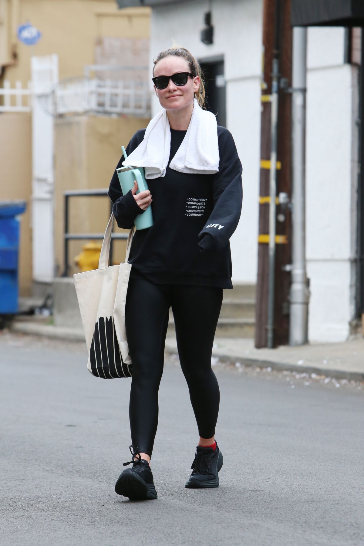 Olivia Wilde in Black Track Suit Exiting Tracy Anderson Gym LA 2