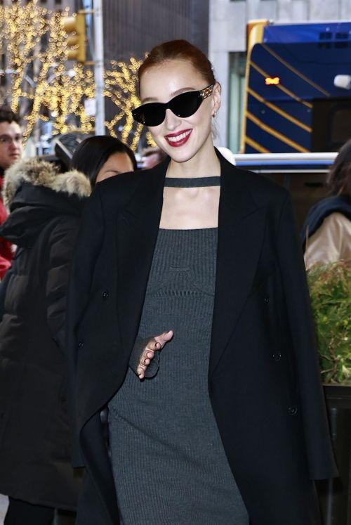 Charcoal dress on Phoebe Dynevor
