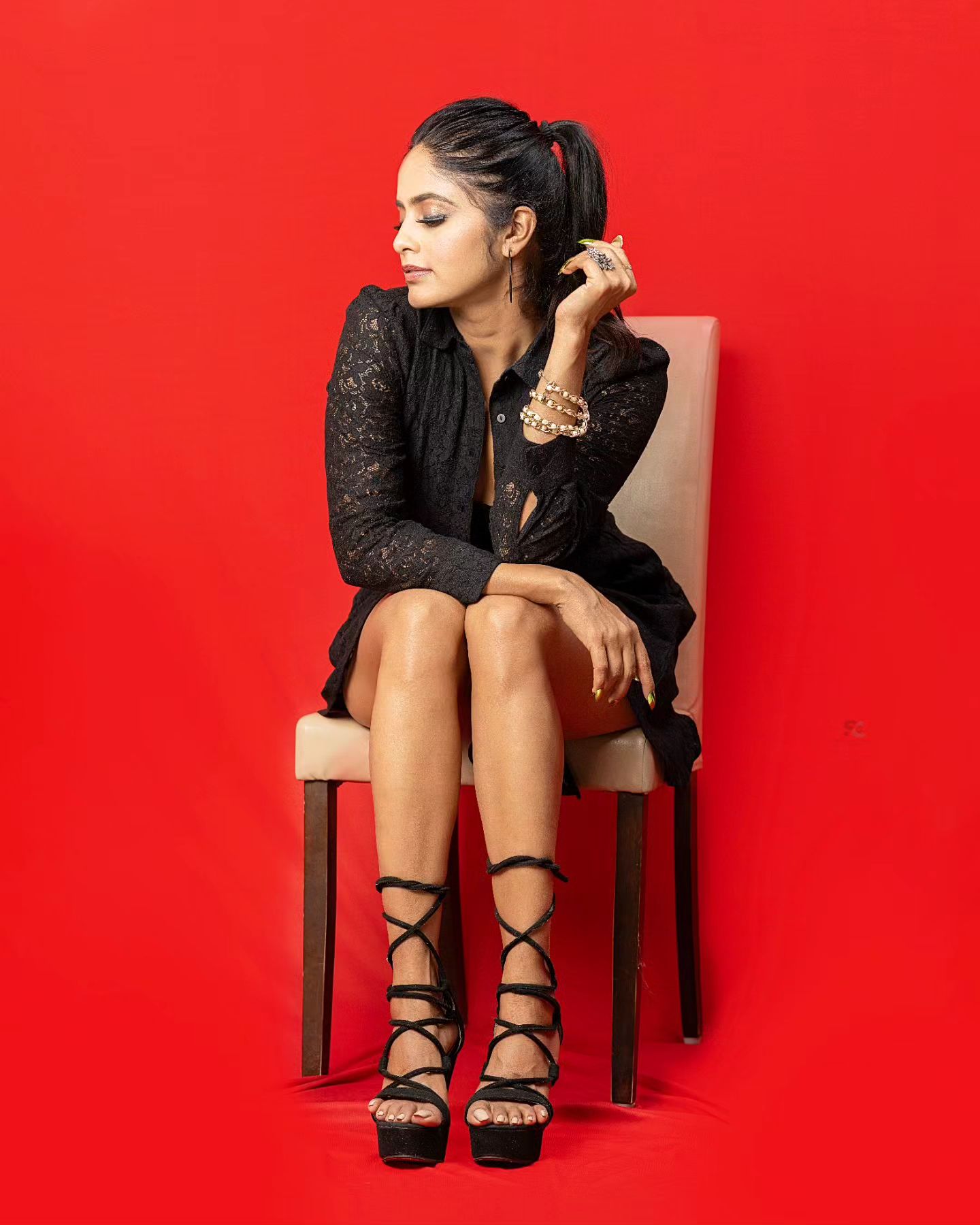 Pragya Nayan in Zara Black Short Dress Photoshoot 3