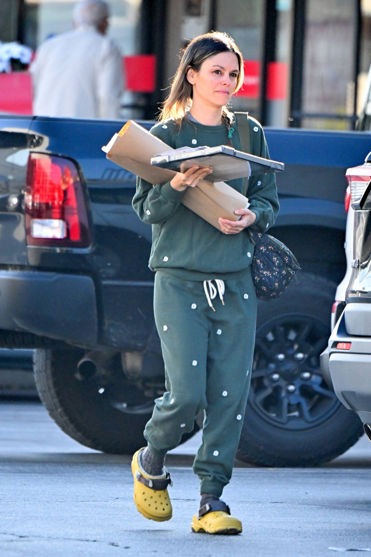 Rachel Bilson in green Night Suit Printed with Slippers 1