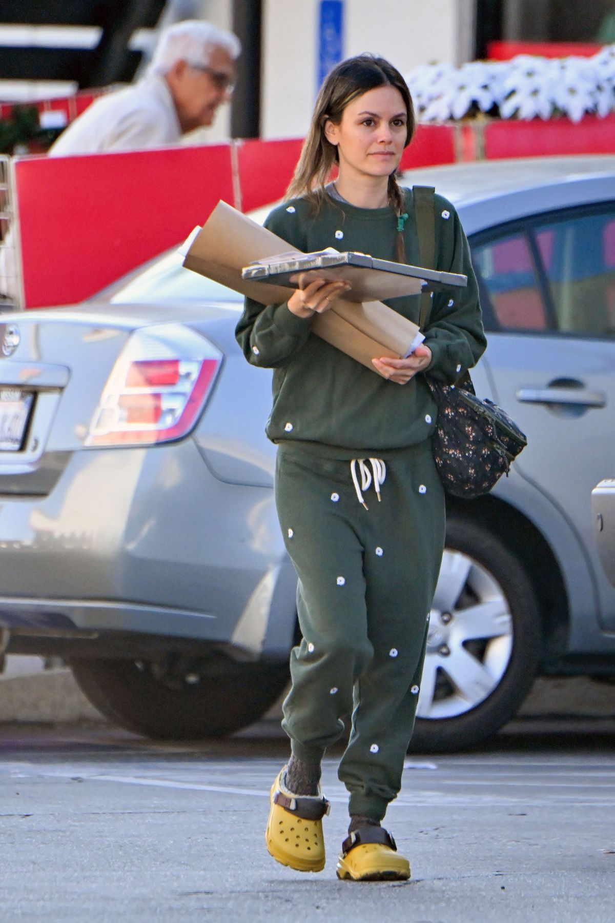 Rachel Bilson in green Night Suit Printed with Slippers 2