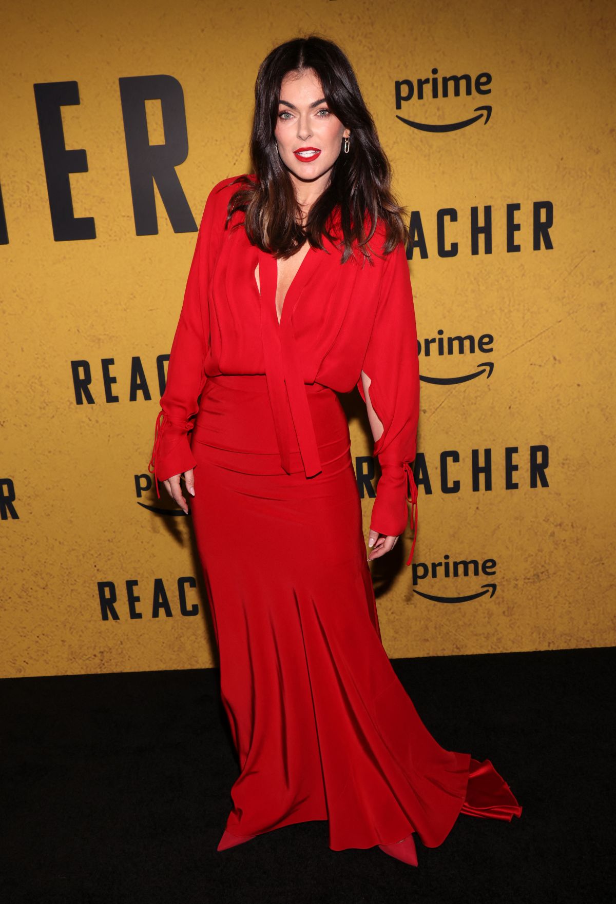 Serinda Swan in Red Dress at Reacher Season 2 screening at Culver City 2
