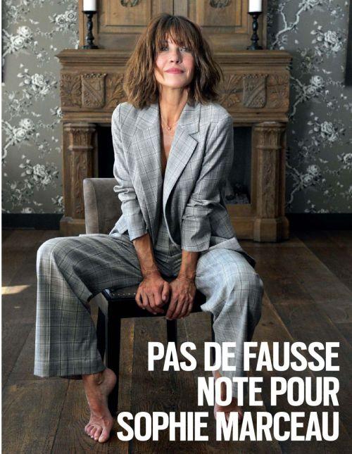 Sophie Marceau in tailored grey suit