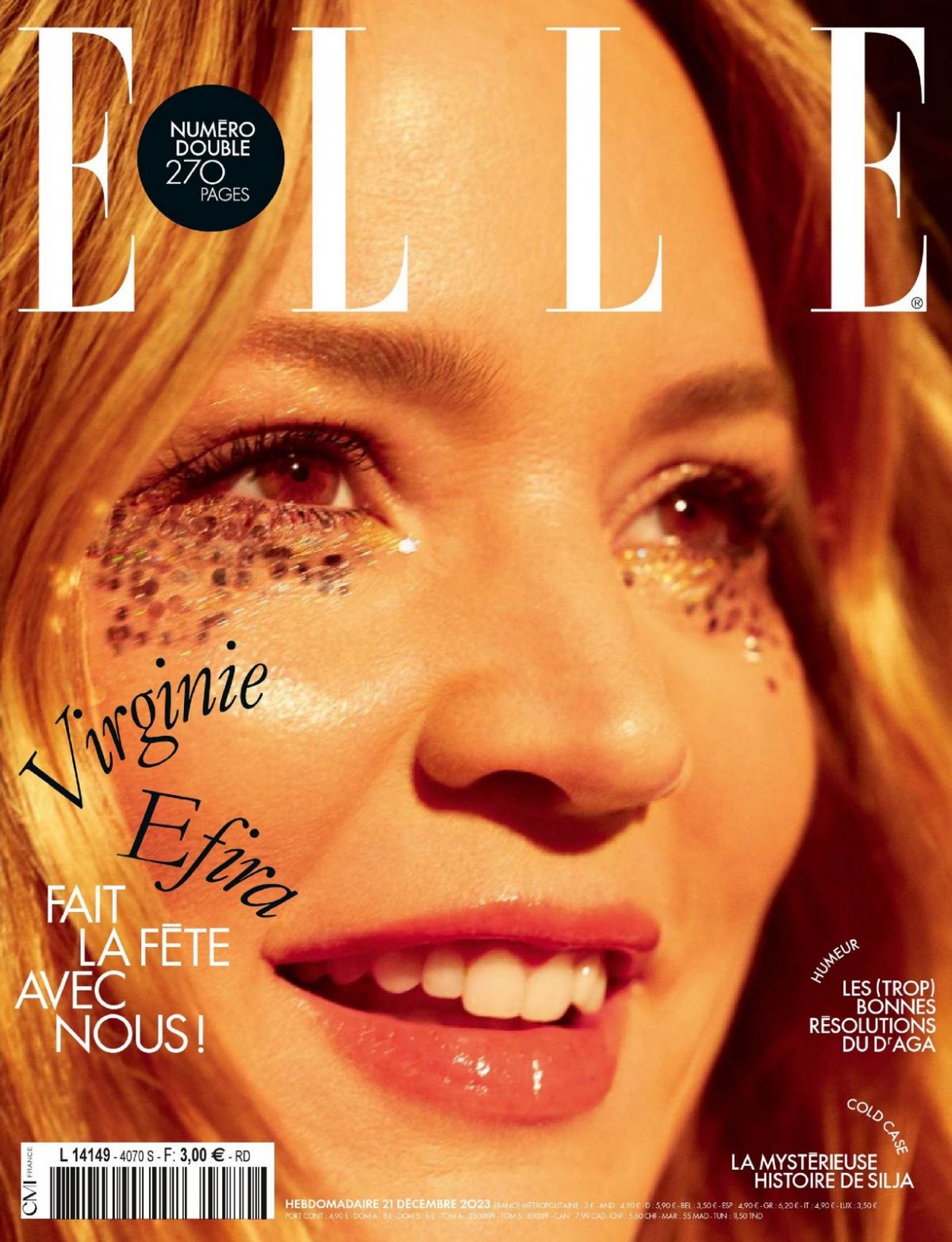 Virginie Efira in a grand room for Elle Magazine
