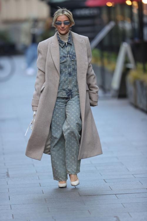 Ashley Roberts in Double Denim at Heart Radio in London, January 2024 5