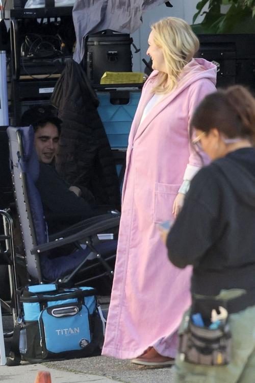 Elisabeth Moss on Set with Max Minghella in Los Angeles, January 2024