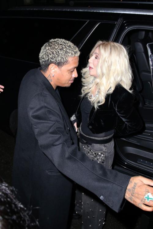 Cher and Alexander Edwards Arriving at Warner Bros Music Pre-Grammy Party, February 2024 5