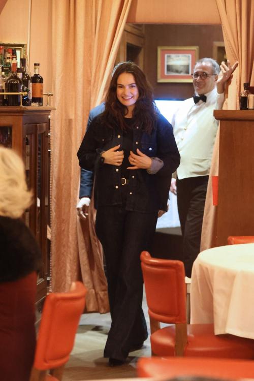 Lily James Out for Dinner in Rome, February 2024 4