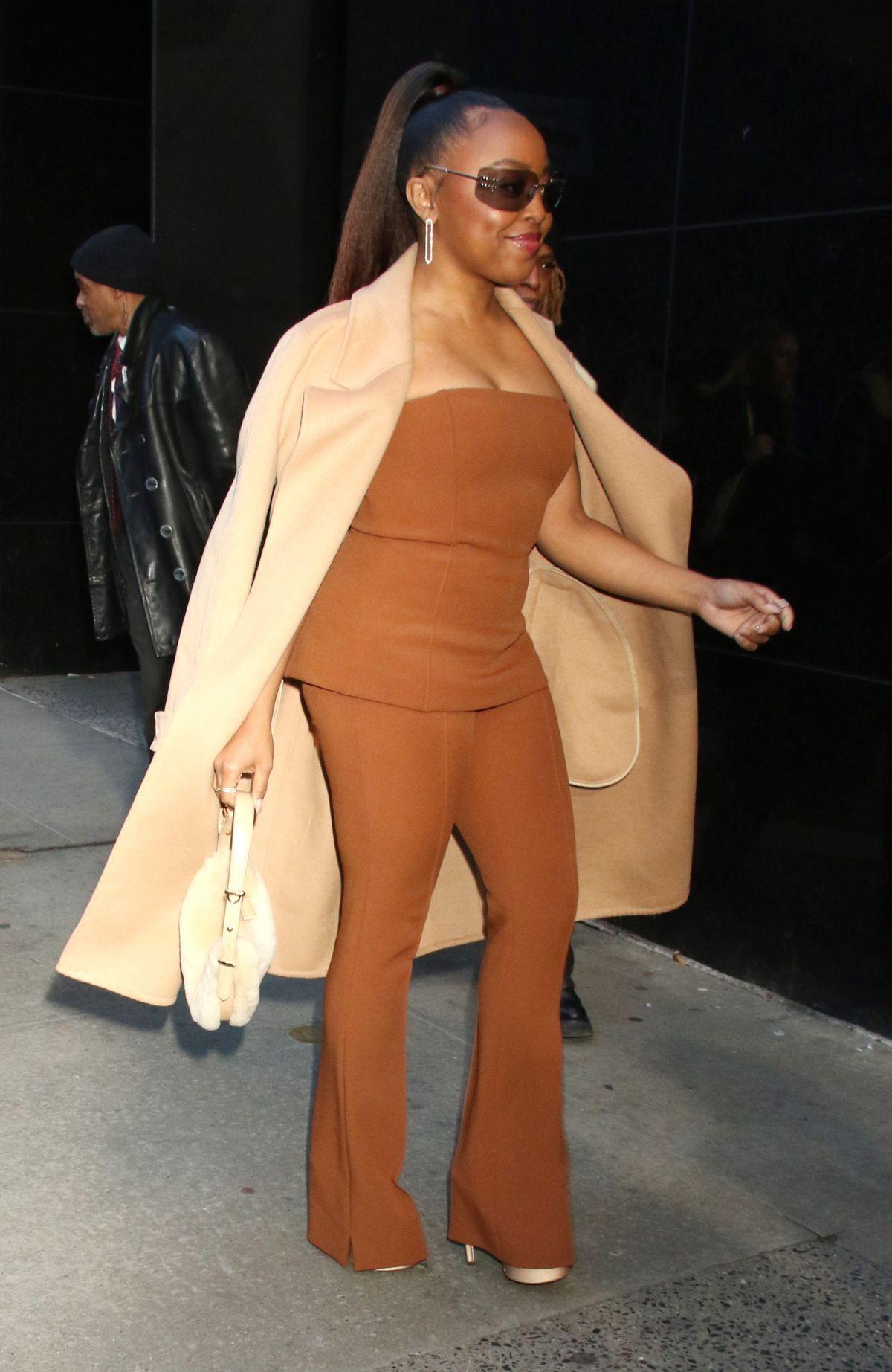 Quinta Brunson Arrives at Good Morning America in New York, February 2024