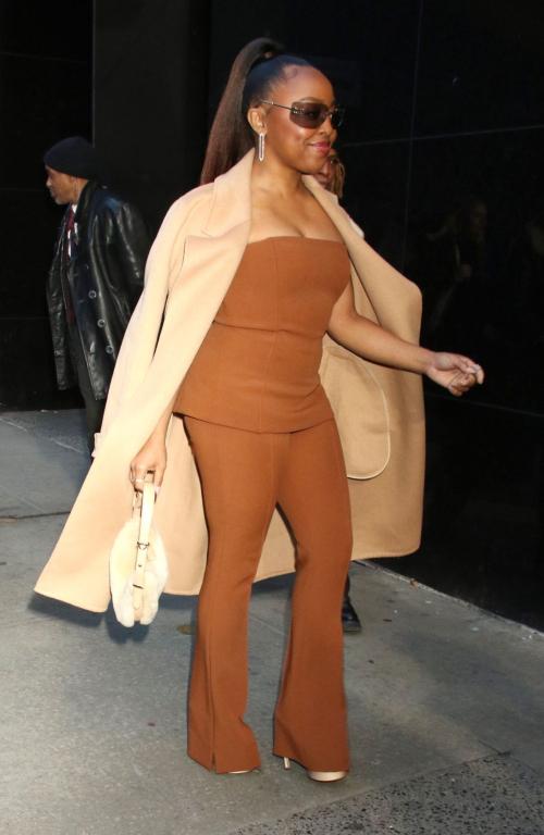 Quinta Brunson Leaving Good Morning America in New York, February 2024