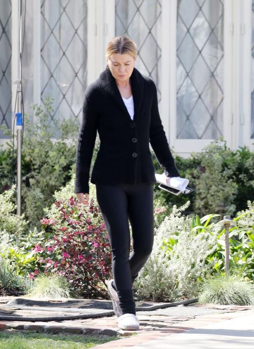 Ellen Pompeo on Set of Grey’s Anatomy Season 20 in Los Angeles, March 2024
