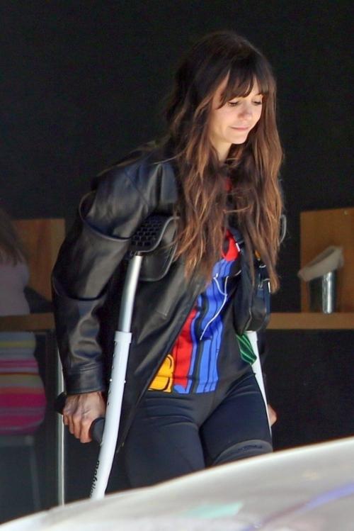 Nina Dobrev with Crutches at Fonuts Vegan Donut Shop in Los Angeles 6