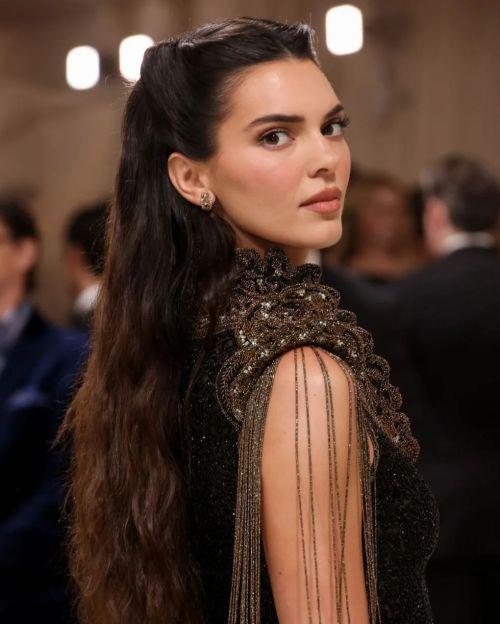 Kendall Jenner wears in black glittery dress at Met Gala 2024