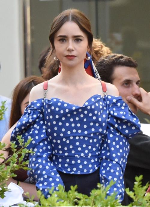 Lily Collins on Set of Emily in Paris with Eugenio Franceschini in Rome 4