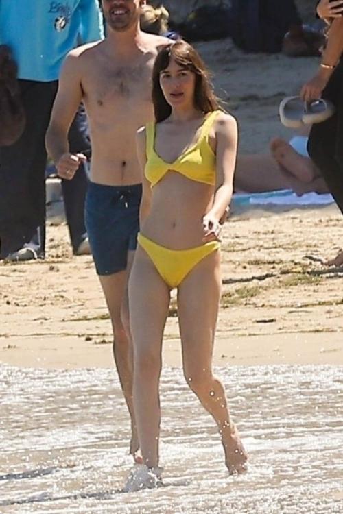 Dakota Johnson in Blue Bikini at Malibu Beach 1