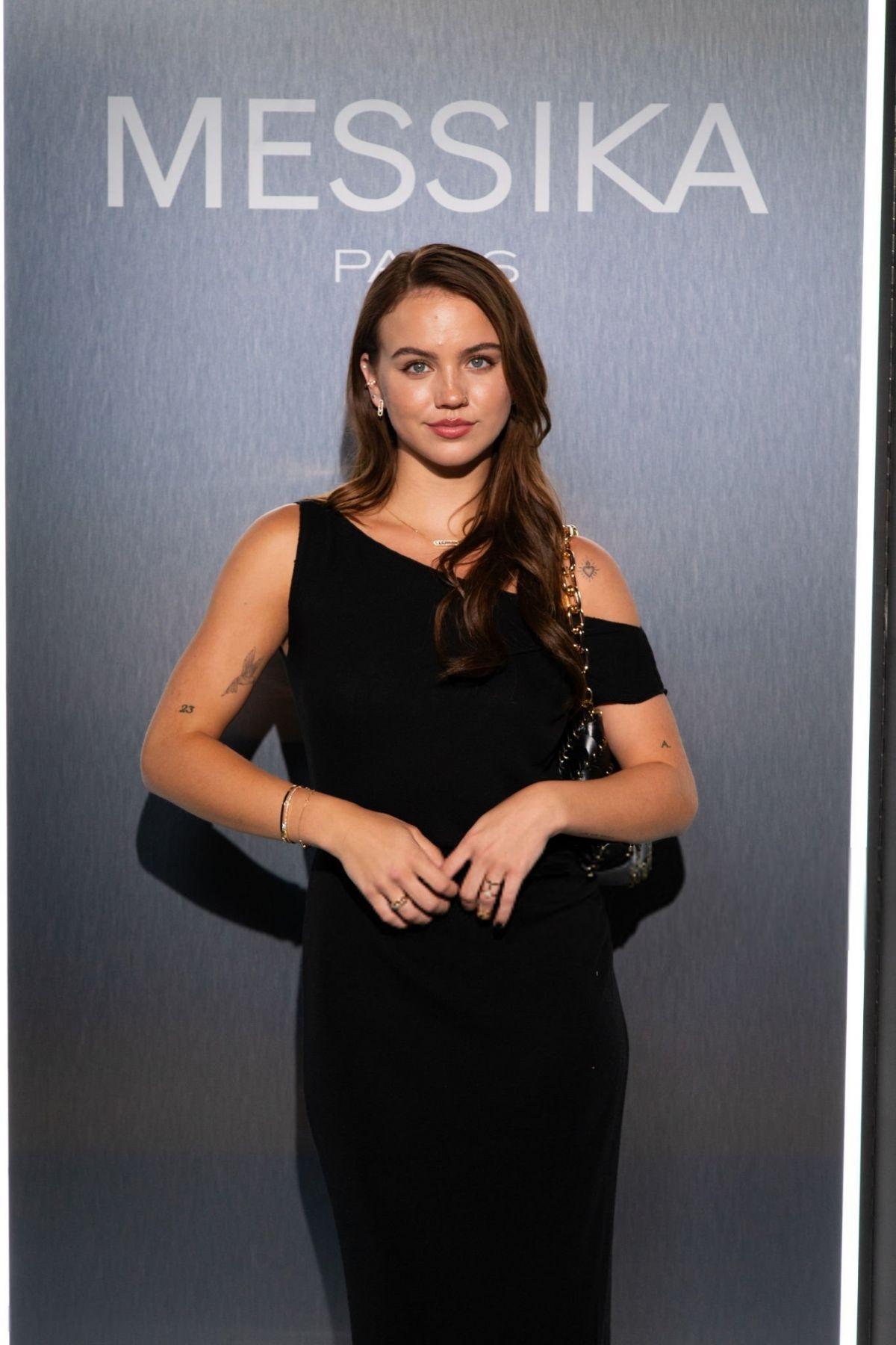 Emma Brooks wears Black Dress at Messika Cocktail in Paris, June 2024