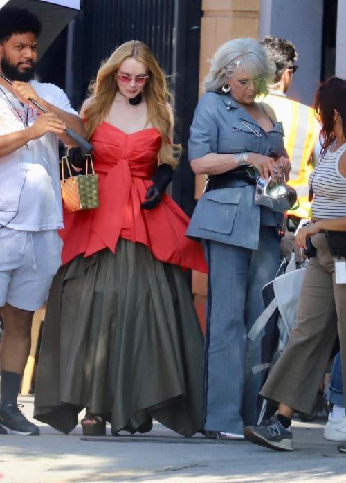 Lindsay Lohan and Jamie Lee Curtis on the Set of Freaky Friday 2 in Hollywood 2