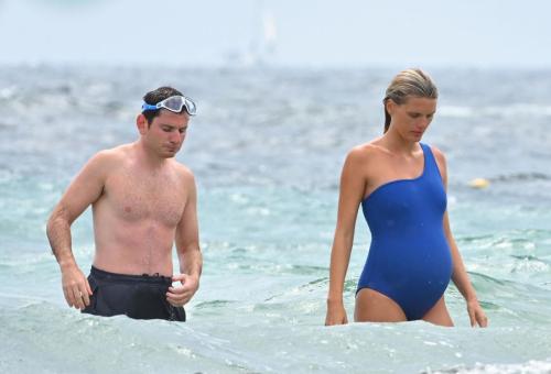 Pregnant Madison Headrick in Swimsuit and Joe Nahmad on the Beach in St Tropez 6