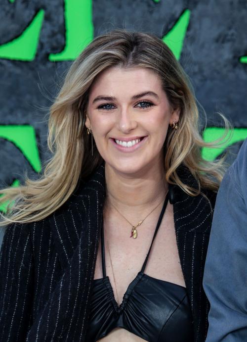 Honor Swinton Byrne in Black Dress at Beetlejuice Beetlejuice Premiere 2024 in London