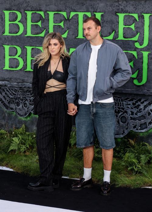 Honor Swinton Byrne in Black Dress at Beetlejuice Beetlejuice Premiere 2024 in London 2
