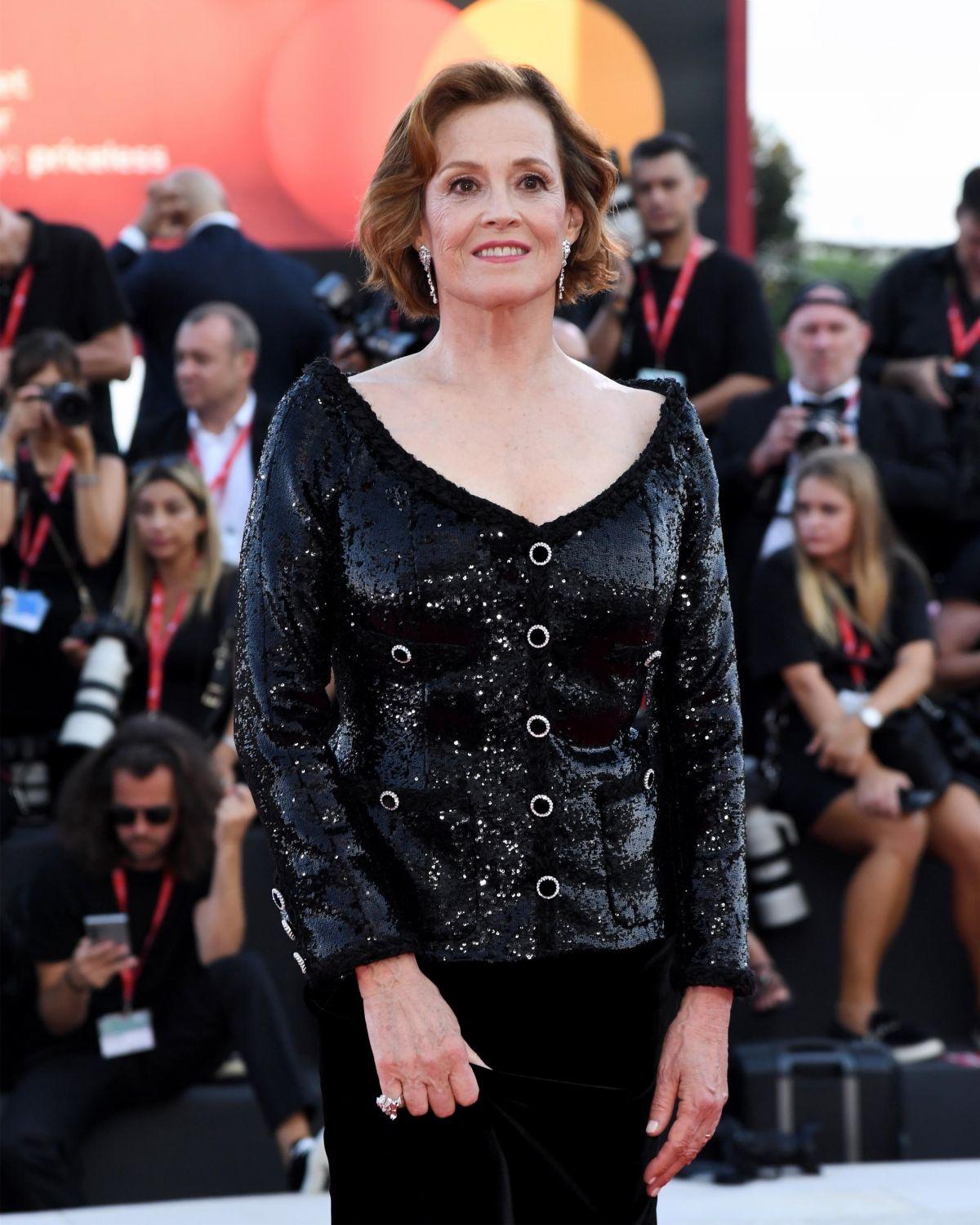 Sigourney Weaver in Black Dress at 81st Venice International Film Festival, August 2024