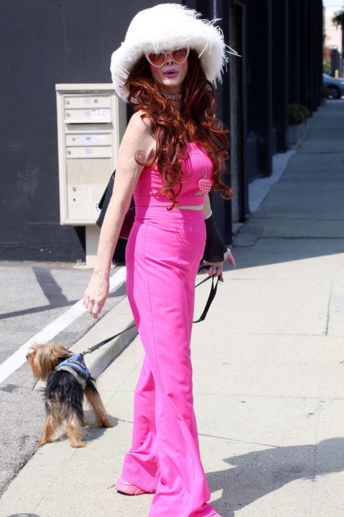 Phoebe Price Out in a Pink Ensemble with Her Dog in Los Angeles 3