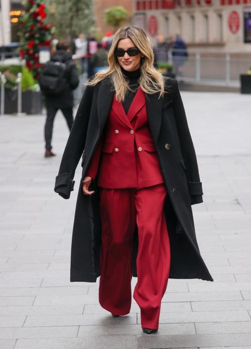 Ashley Roberts in Red Suit at Heart Radio, November 2024 6