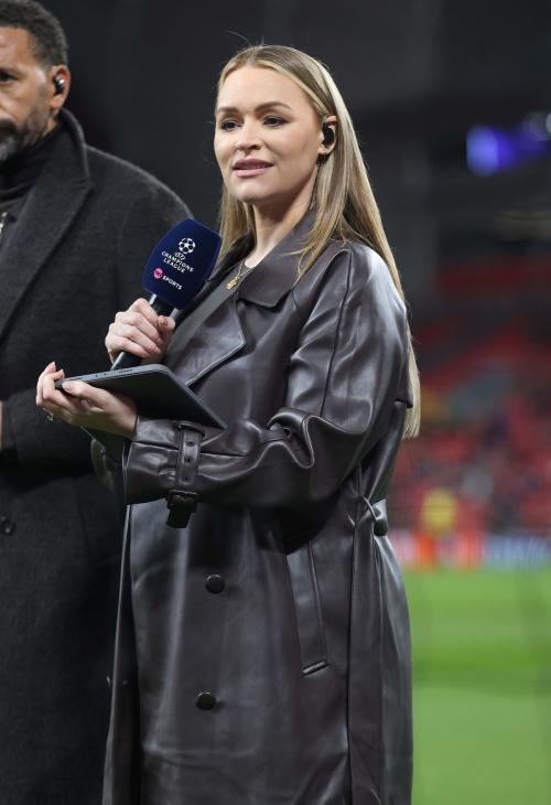 Laura Woods at Liverpool vs Real Madrid Match, Anfield, November 2024