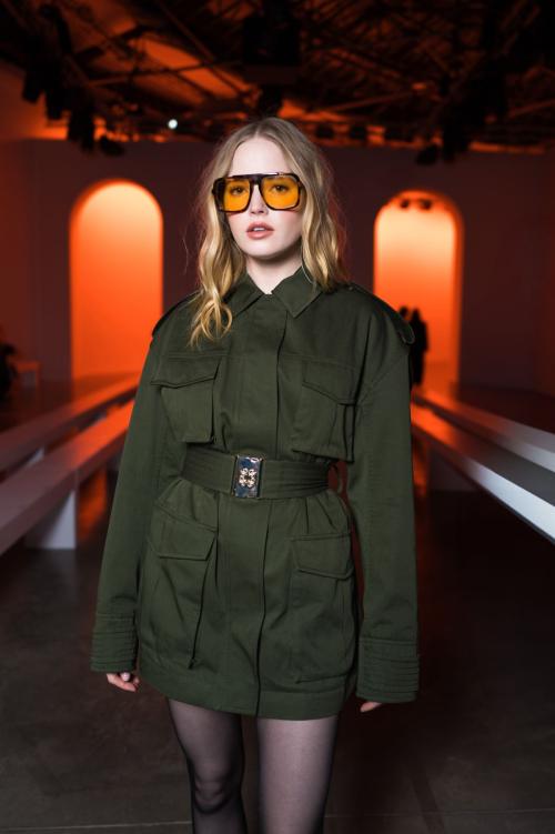 Ellie Bamber at Elie Saab Haute Couture Show, January 2025